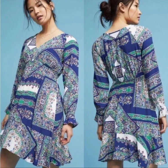 Anthropologie Maeve long sleeve colorful midi dress small - Picture 3 of 12